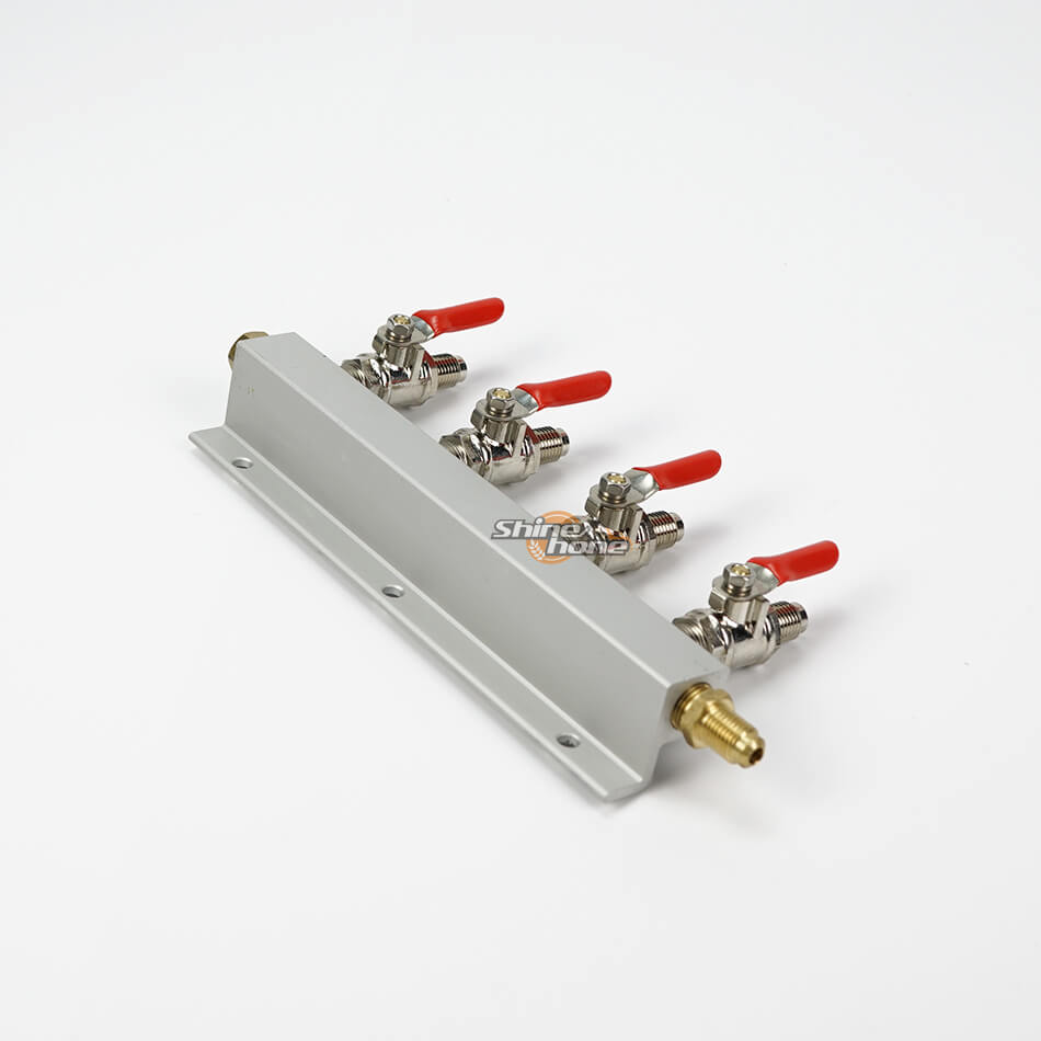 4 Ways 1/4 inch Barbed CO2 Manifold Distributor
