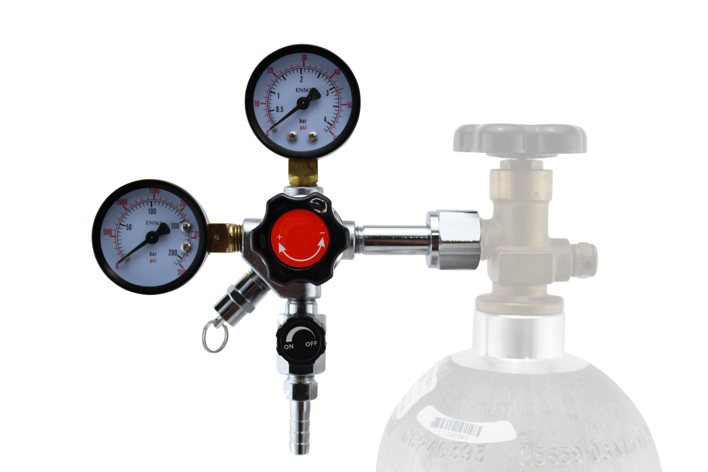 Dual Gague CO2 Regulator CGA-320 (Working Pressure 0~60PSI; Tank Pressure 0~3000PSI)